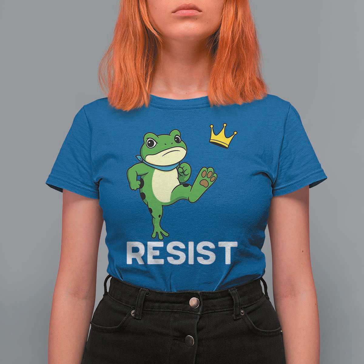 Resist Frog Kicking Crown T Shirt For Women Funny No Kings In America Free Portland - Wonder Print Shop