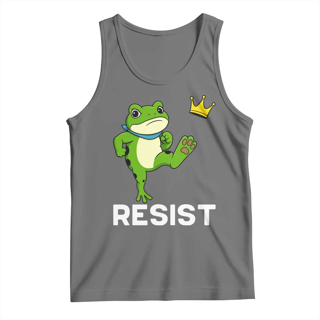 Resist Frog Kicking Crown Tank Top Funny No Kings In America Free Portland - Wonder Print Shop