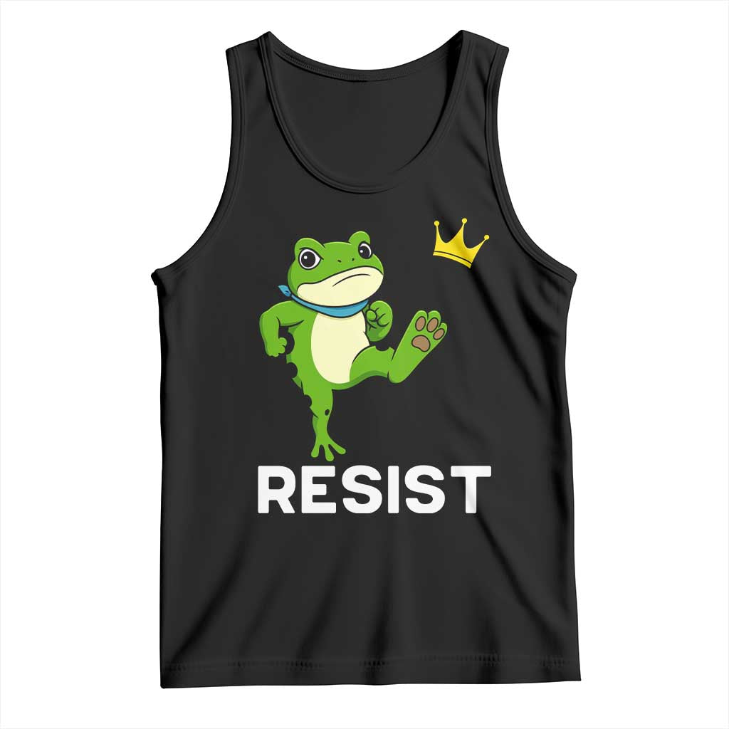 Resist Frog Kicking Crown Tank Top Funny No Kings In America Free Portland - Wonder Print Shop