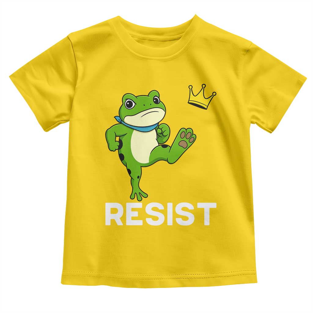 Resist Frog Kicking Crown Toddler T Shirt Funny No Kings In America Free Portland - Wonder Print Shop