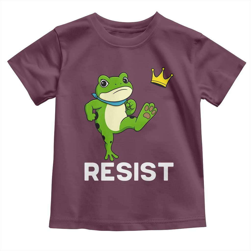 Resist Frog Kicking Crown Toddler T Shirt Funny No Kings In America Free Portland - Wonder Print Shop