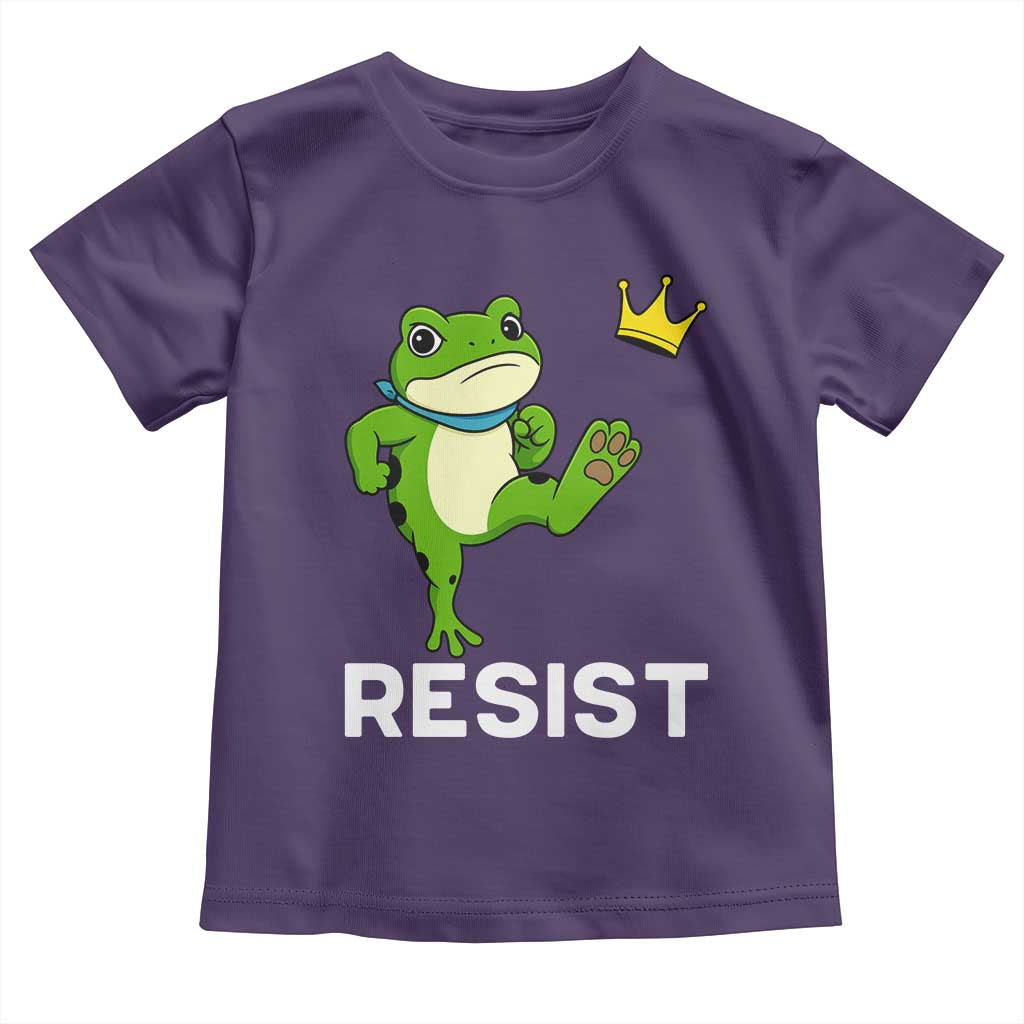 Resist Frog Kicking Crown Toddler T Shirt Funny No Kings In America Free Portland - Wonder Print Shop