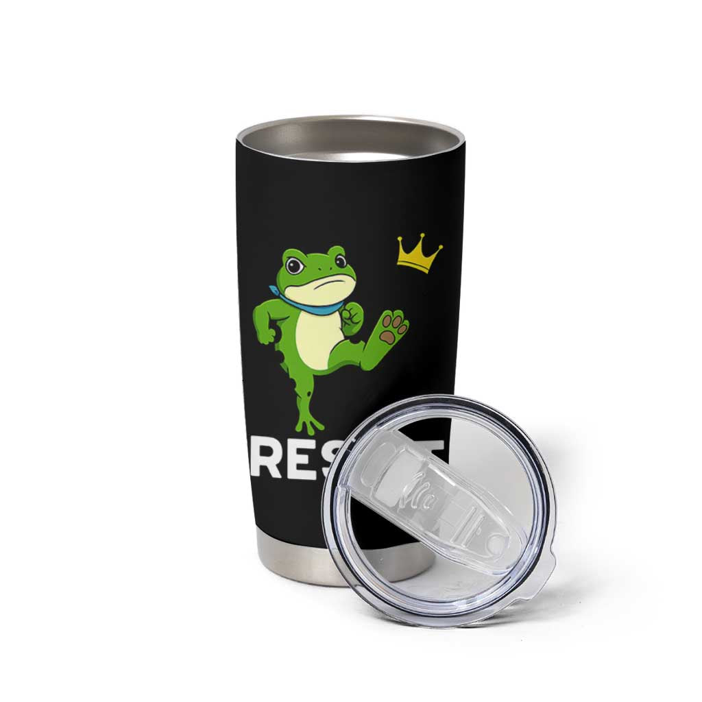 Resist Frog Kicking Crown Tumbler Cup Funny No Kings In America Free Portland - Wonder Print Shop