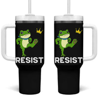 Resist Frog Kicking Crown Tumbler With Handle Funny No Kings In America Free Portland - Wonder Print Shop
