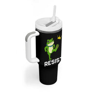 Resist Frog Kicking Crown Tumbler With Handle Funny No Kings In America Free Portland - Wonder Print Shop