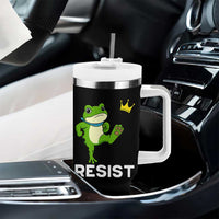 Resist Frog Kicking Crown Tumbler With Handle Funny No Kings In America Free Portland - Wonder Print Shop