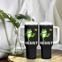 Resist Frog Kicking Crown Tumbler With Handle Funny No Kings In America Free Portland - Wonder Print Shop