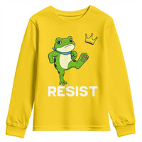 Resist Frog Kicking Crown Youth Sweatshirt Funny No Kings In America Free Portland - Wonder Print Shop