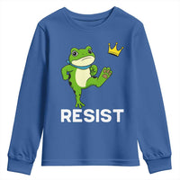Resist Frog Kicking Crown Youth Sweatshirt Funny No Kings In America Free Portland - Wonder Print Shop