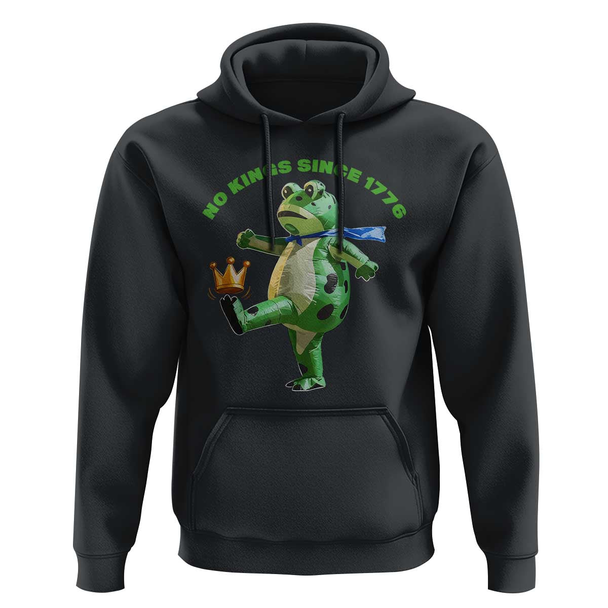 No Kings Since 1776 Frog Hoodie Funny Inflatable Frog Meme Protest Portland - Wonder Print Shop