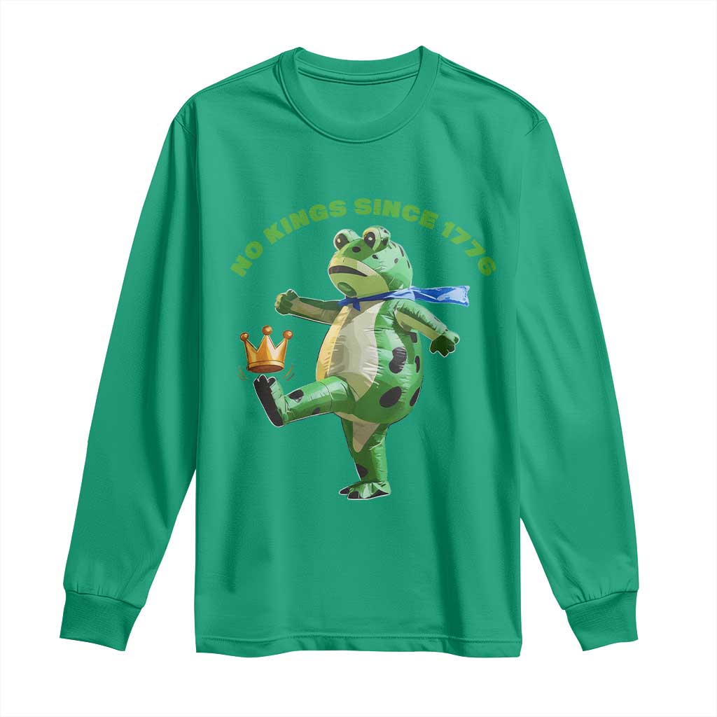 No Kings Since 1776 Frog Long Sleeve Shirt Funny Inflatable Frog Meme Protest Portland - Wonder Print Shop