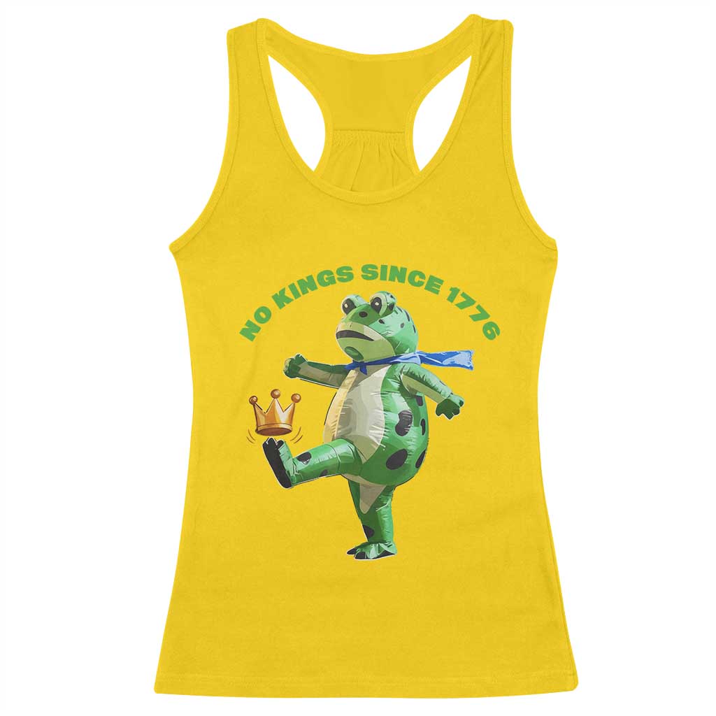 No Kings Since 1776 Frog Racerback Tank Top Funny Inflatable Frog Meme Protest Portland - Wonder Print Shop
