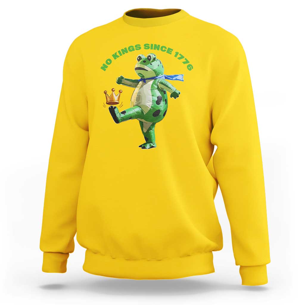 No Kings Since 1776 Frog Sweatshirt Funny Inflatable Frog Meme Protest Portland - Wonder Print Shop