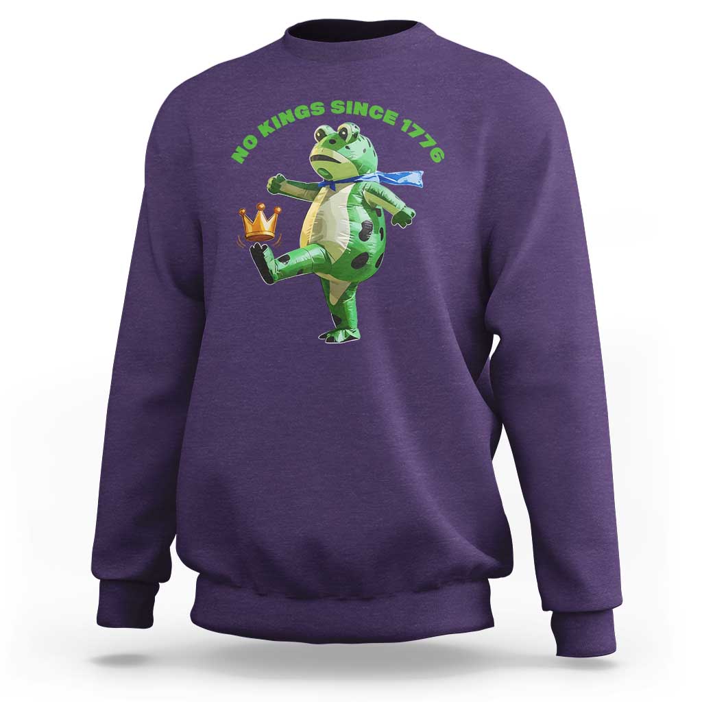 No Kings Since 1776 Frog Sweatshirt Funny Inflatable Frog Meme Protest Portland - Wonder Print Shop