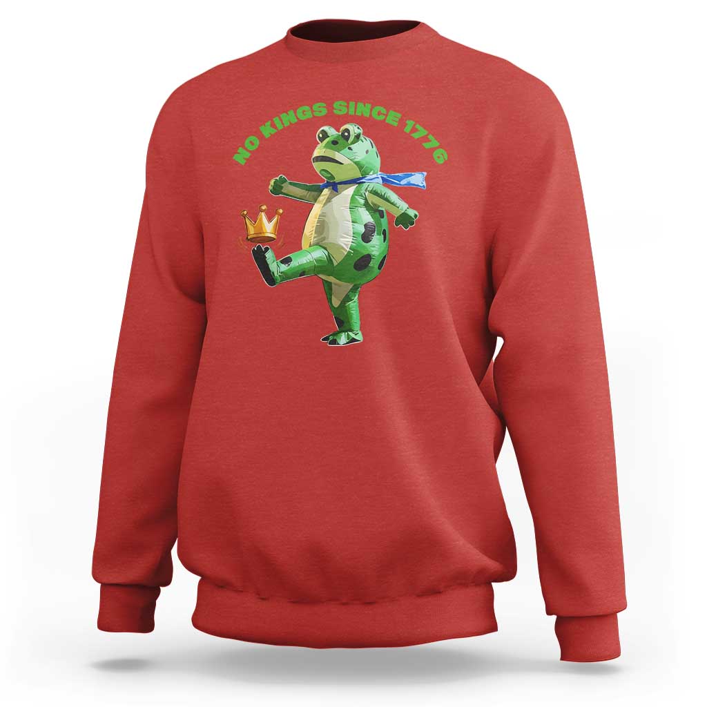 No Kings Since 1776 Frog Sweatshirt Funny Inflatable Frog Meme Protest Portland - Wonder Print Shop