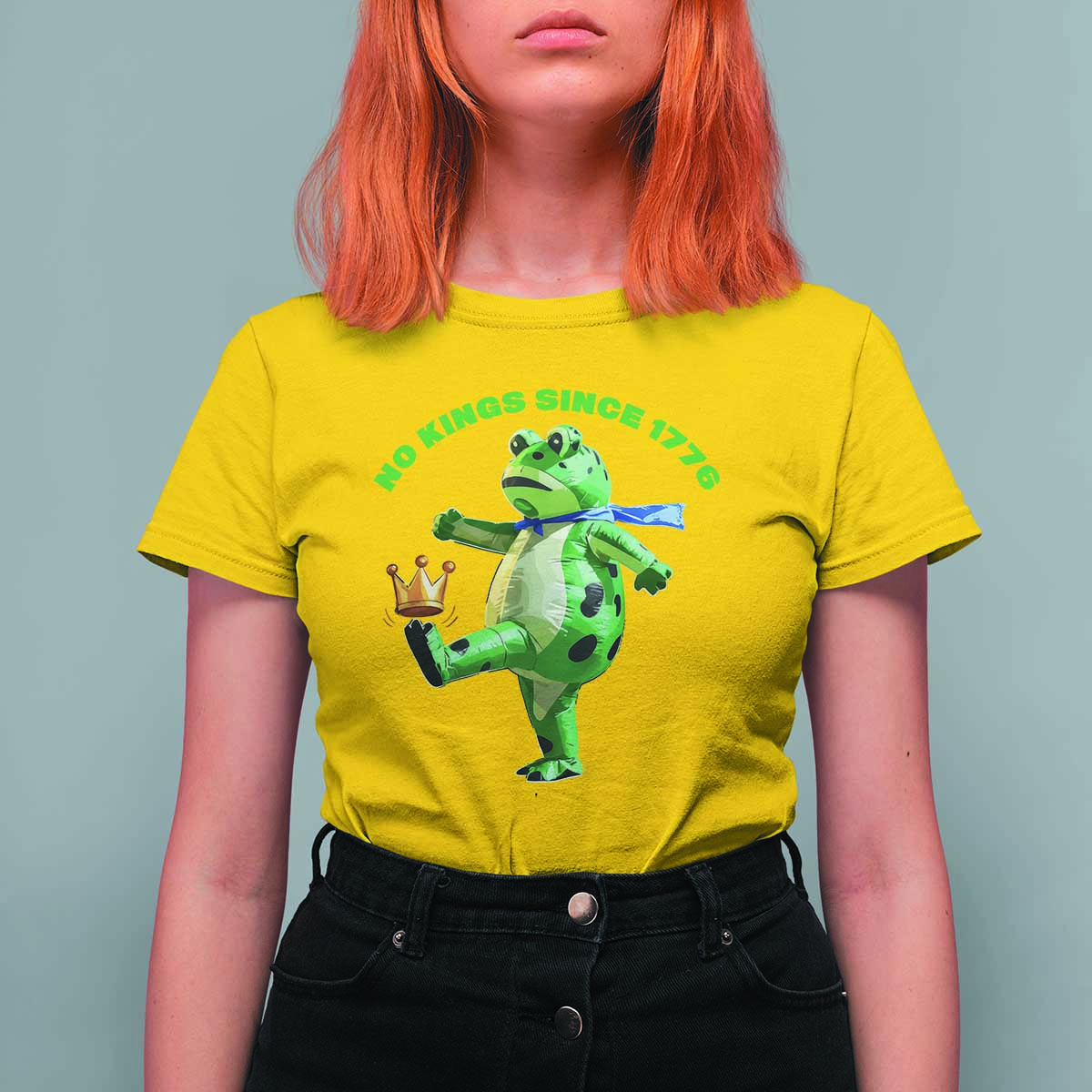 No Kings Since 1776 Frog T Shirt For Women Funny Inflatable Frog Meme Protest Portland - Wonder Print Shop