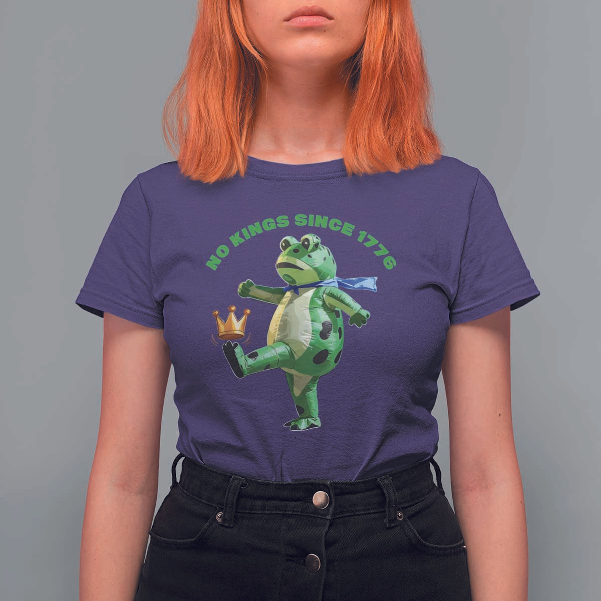 No Kings Since 1776 Frog T Shirt For Women Funny Inflatable Frog Meme Protest Portland - Wonder Print Shop