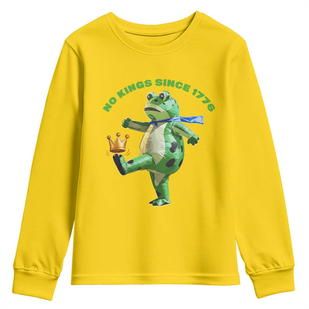 No Kings Since 1776 Frog Youth Sweatshirt Funny Inflatable Frog Meme Protest Portland - Wonder Print Shop