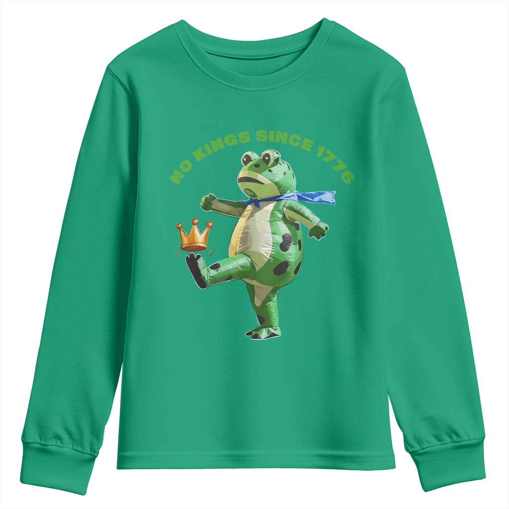 No Kings Since 1776 Frog Youth Sweatshirt Funny Inflatable Frog Meme Protest Portland - Wonder Print Shop