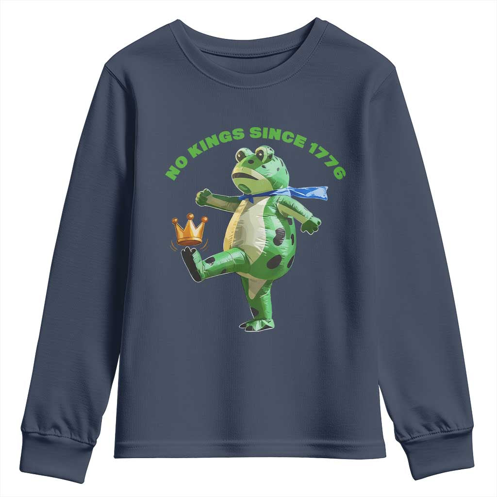 No Kings Since 1776 Frog Youth Sweatshirt Funny Inflatable Frog Meme Protest Portland - Wonder Print Shop