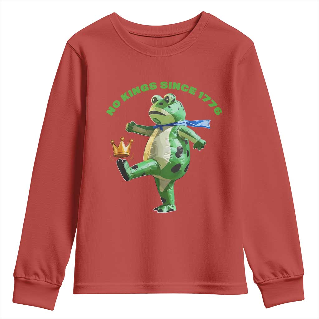 No Kings Since 1776 Frog Youth Sweatshirt Funny Inflatable Frog Meme Protest Portland - Wonder Print Shop