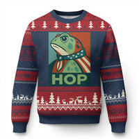 Hop Patriotic Frog Ugly Christmas Sweater Resist Protest Poster Graphic - Wonder Print Shop