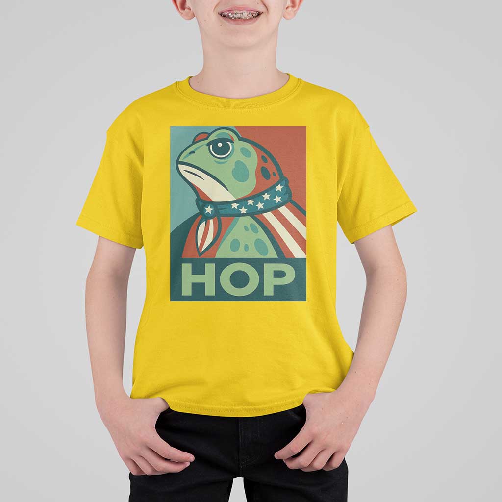 Hop Patriotic Frog T Shirt For Kid Resist Protest Poster Graphic - Wonder Print Shop