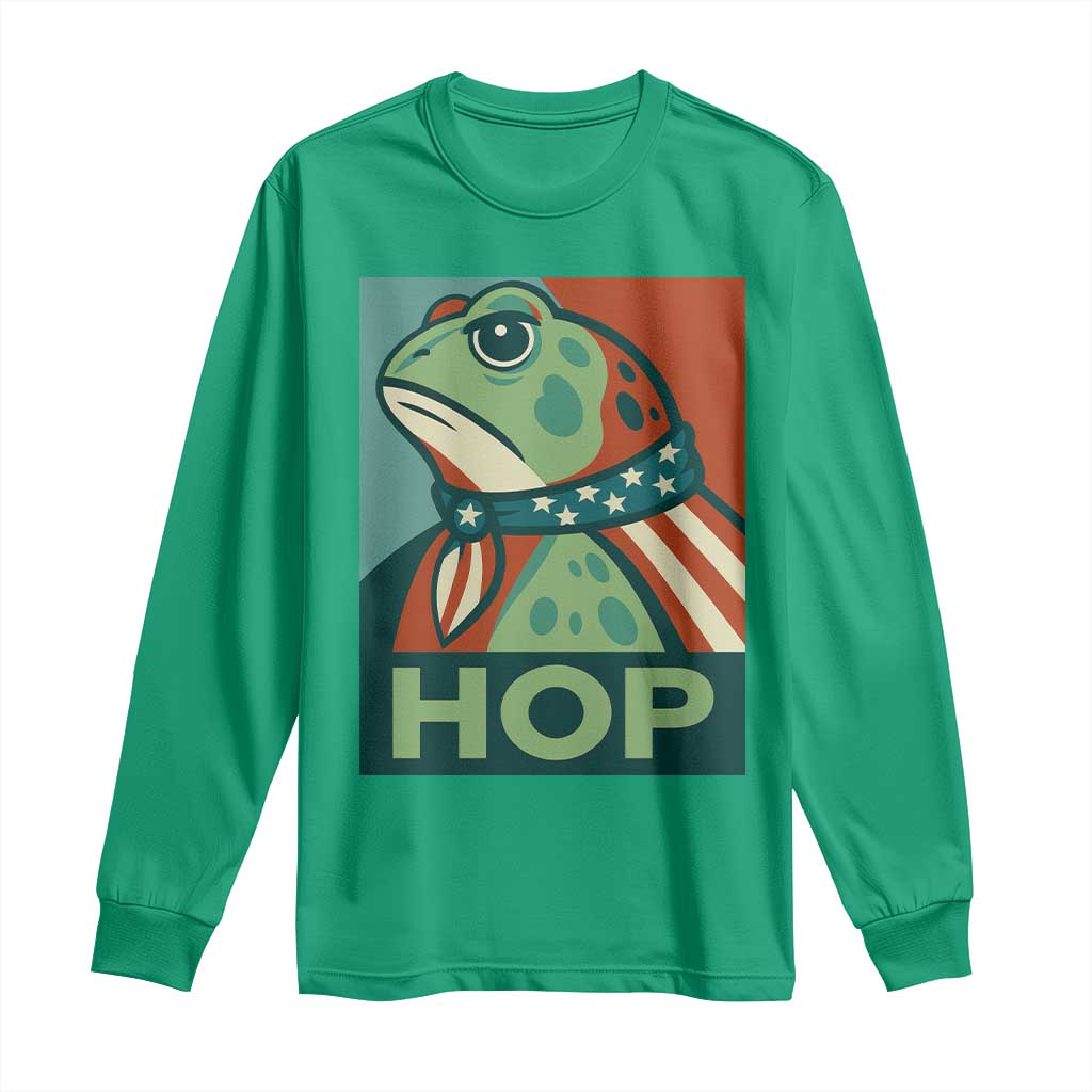 Hop Patriotic Frog Long Sleeve Shirt Resist Protest Poster Graphic - Wonder Print Shop