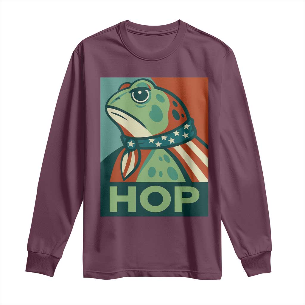 Hop Patriotic Frog Long Sleeve Shirt Resist Protest Poster Graphic - Wonder Print Shop