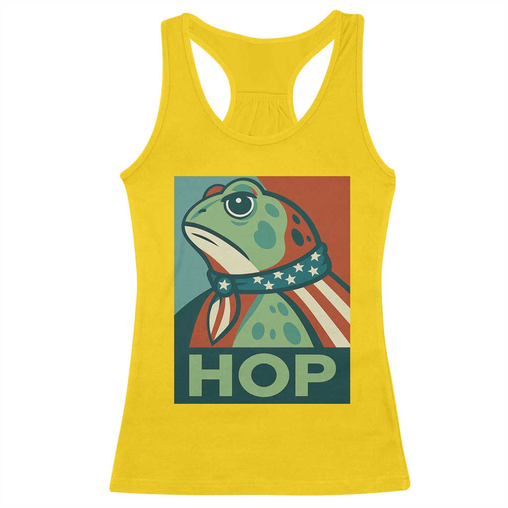 Hop Patriotic Frog Racerback Tank Top Resist Protest Poster Graphic - Wonder Print Shop