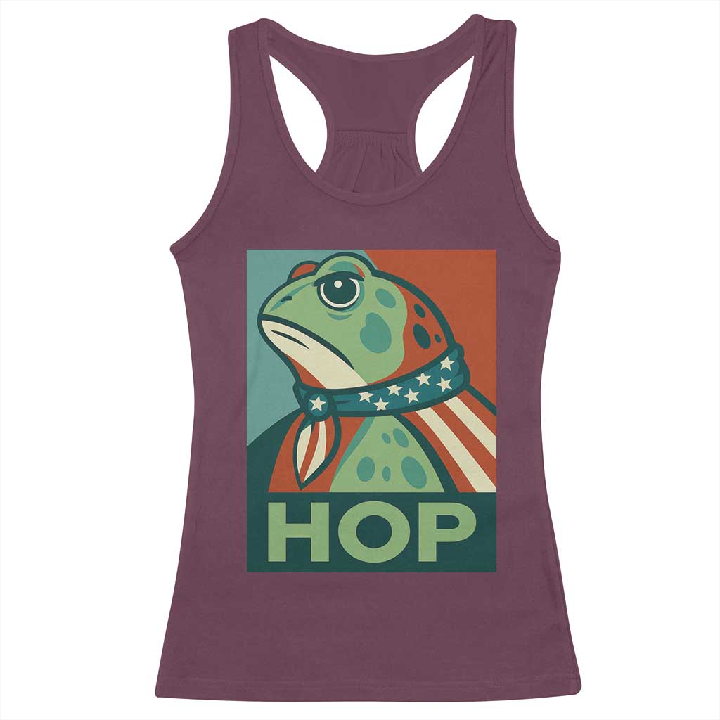 Hop Patriotic Frog Racerback Tank Top Resist Protest Poster Graphic - Wonder Print Shop
