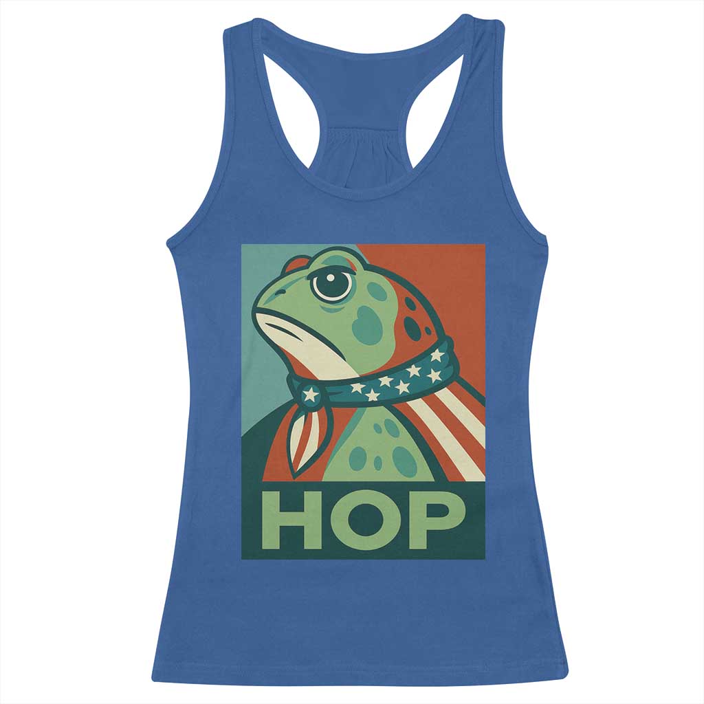 Hop Patriotic Frog Racerback Tank Top Resist Protest Poster Graphic - Wonder Print Shop