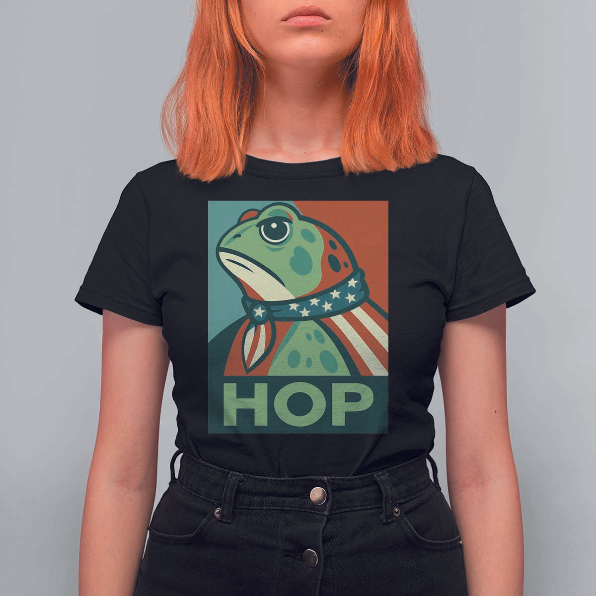 Hop Patriotic Frog T Shirt For Women Resist Protest Poster Graphic - Wonder Print Shop