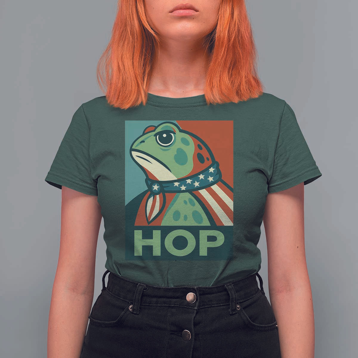 Hop Patriotic Frog T Shirt For Women Resist Protest Poster Graphic - Wonder Print Shop