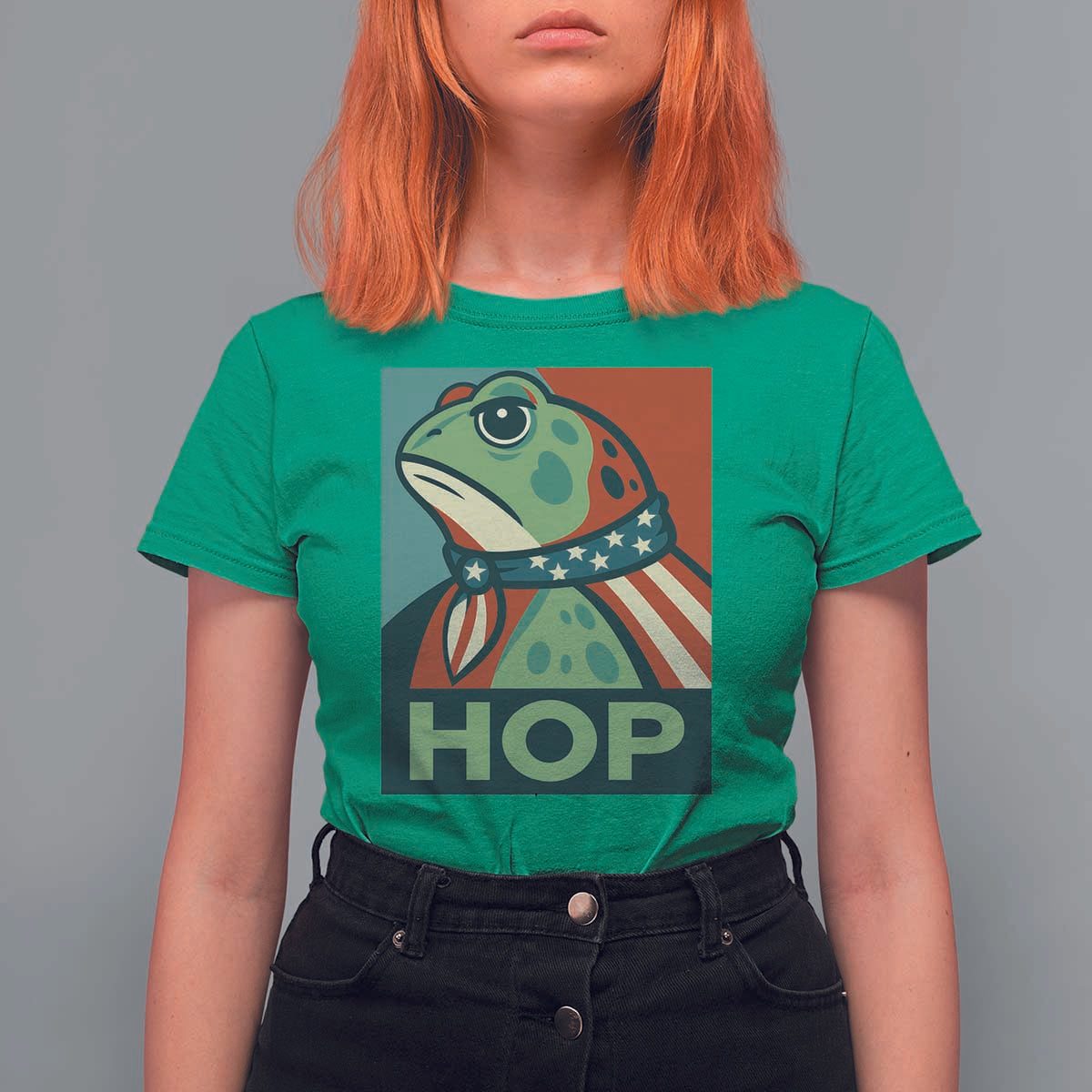 Hop Patriotic Frog T Shirt For Women Resist Protest Poster Graphic - Wonder Print Shop