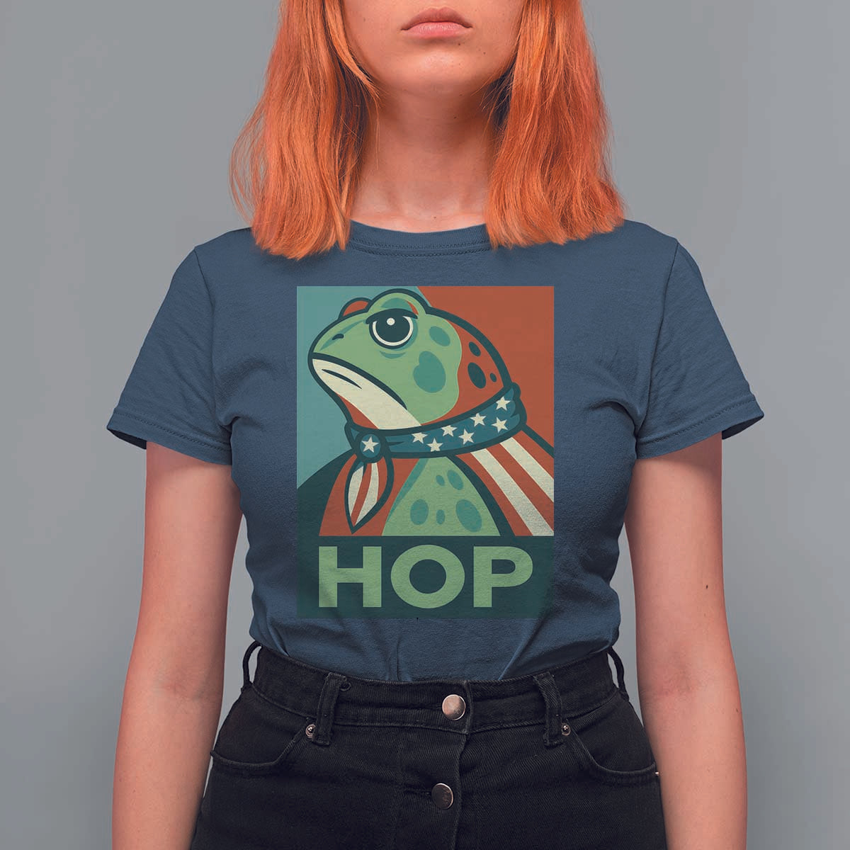Hop Patriotic Frog T Shirt For Women Resist Protest Poster Graphic - Wonder Print Shop