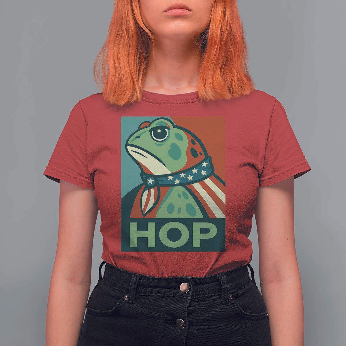 Hop Patriotic Frog T Shirt For Women Resist Protest Poster Graphic - Wonder Print Shop