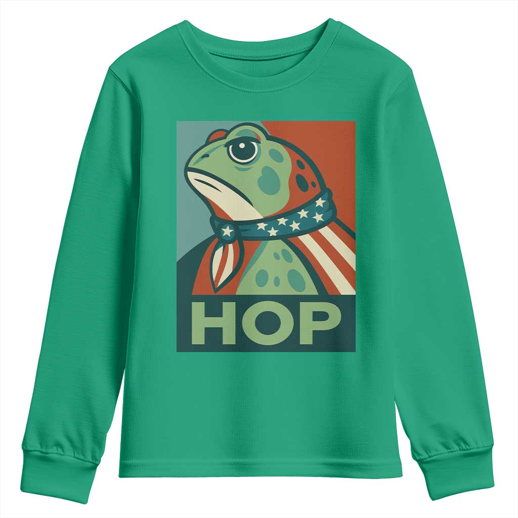 Hop Patriotic Frog Youth Sweatshirt Resist Protest Poster Graphic - Wonder Print Shop