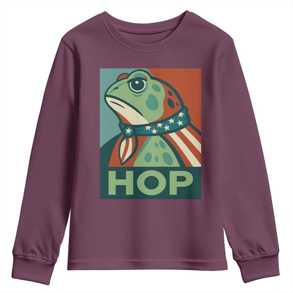 Hop Patriotic Frog Youth Sweatshirt Resist Protest Poster Graphic - Wonder Print Shop