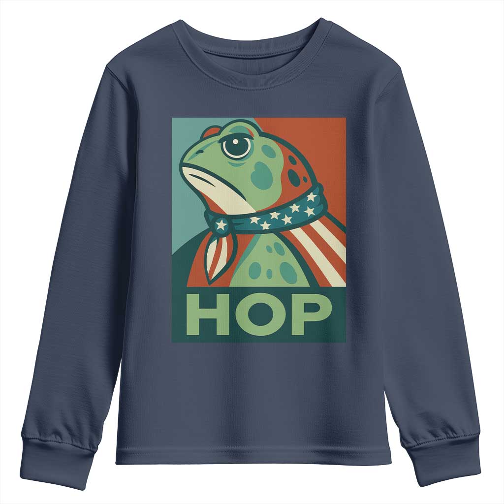 Hop Patriotic Frog Youth Sweatshirt Resist Protest Poster Graphic - Wonder Print Shop