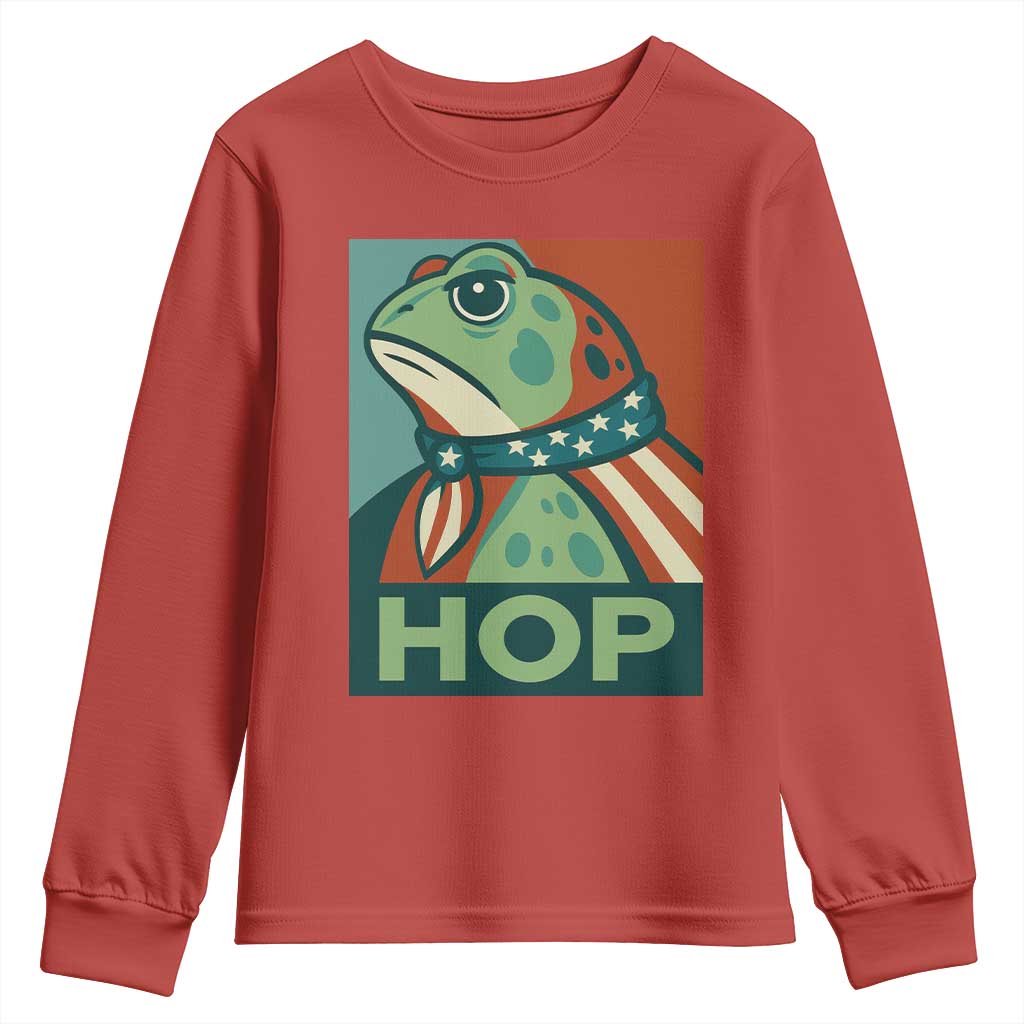 Hop Patriotic Frog Youth Sweatshirt Resist Protest Poster Graphic - Wonder Print Shop