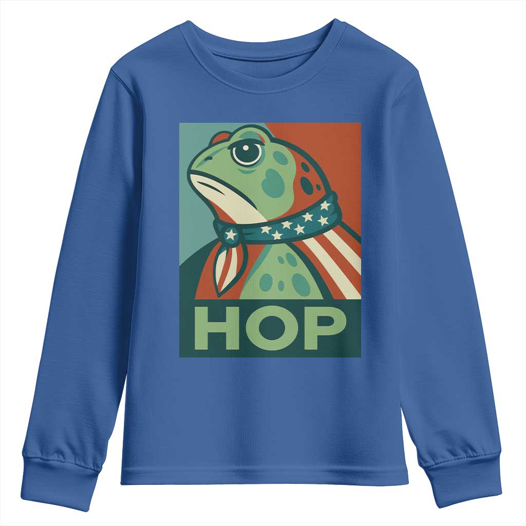 Hop Patriotic Frog Youth Sweatshirt Resist Protest Poster Graphic - Wonder Print Shop