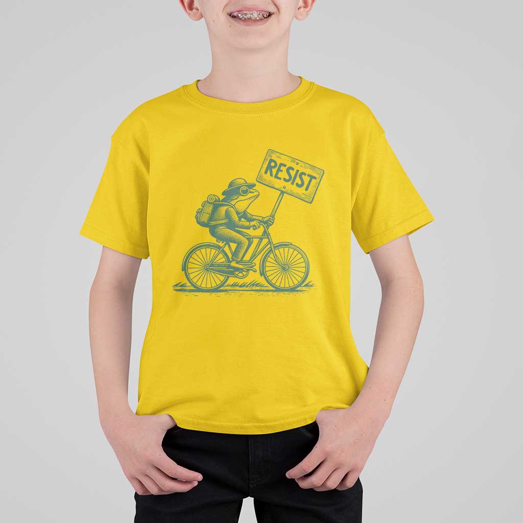 Cycling Protest Frog T Shirt For Kid Resist Free Portland Retro Graphic - Wonder Print Shop