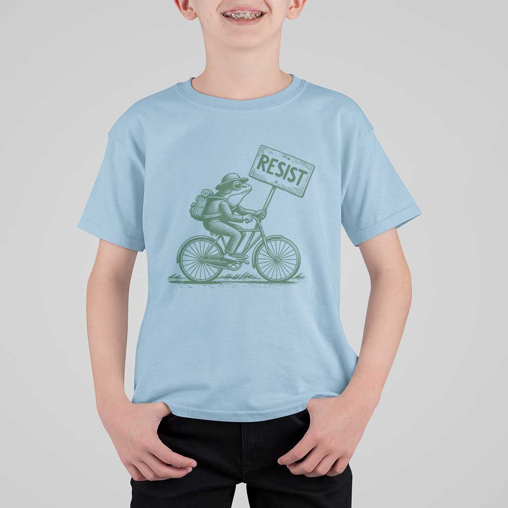 Cycling Protest Frog T Shirt For Kid Resist Free Portland Retro Graphic - Wonder Print Shop