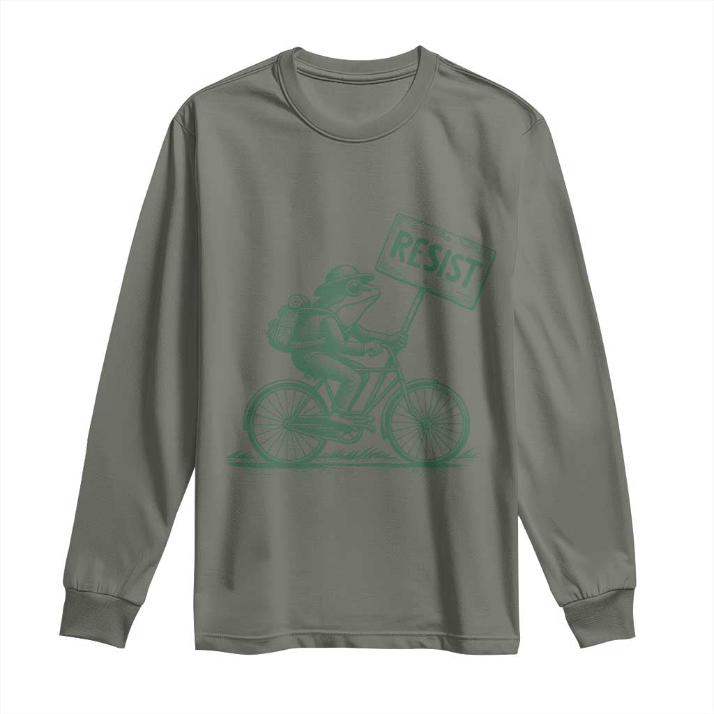 Cycling Protest Frog Long Sleeve Shirt Resist Free Portland Retro Graphic - Wonder Print Shop