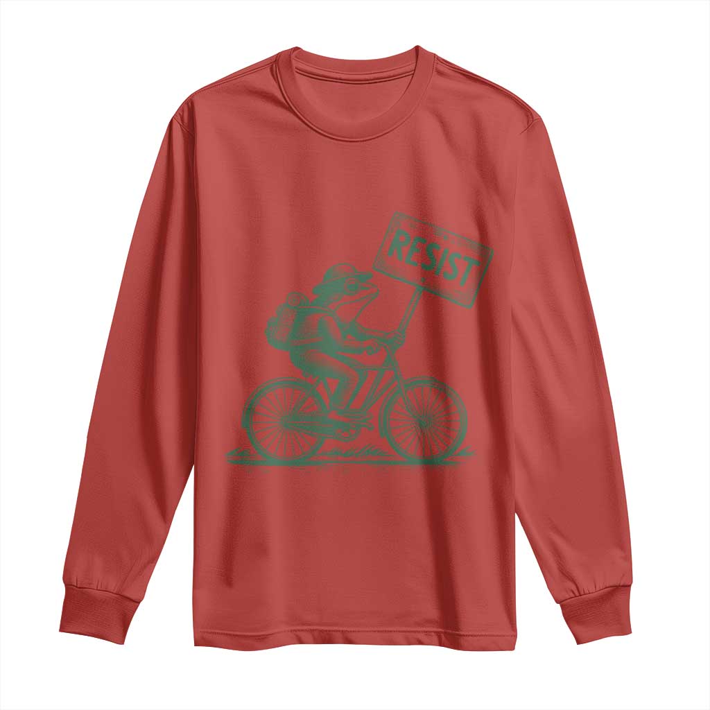 Cycling Protest Frog Long Sleeve Shirt Resist Free Portland Retro Graphic - Wonder Print Shop