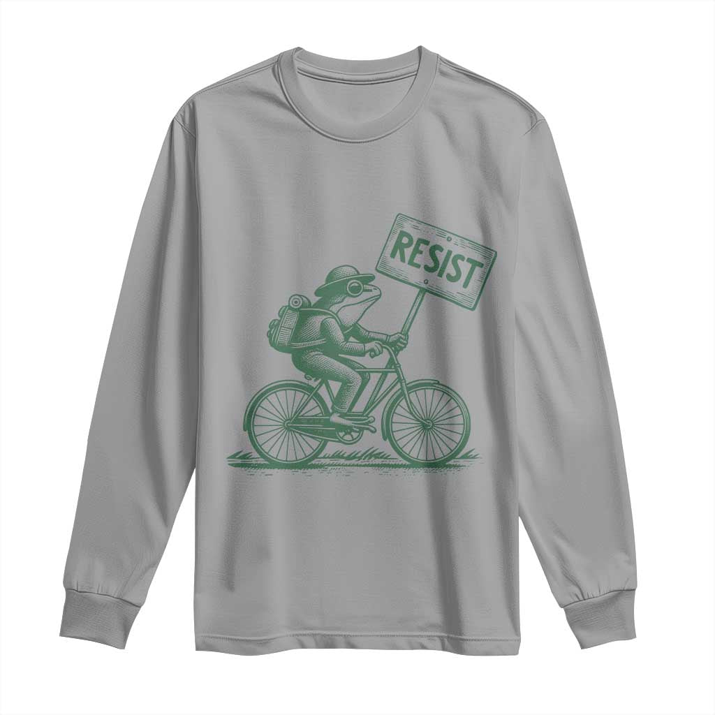 Cycling Protest Frog Long Sleeve Shirt Resist Free Portland Retro Graphic - Wonder Print Shop