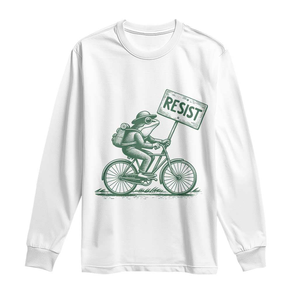 Cycling Protest Frog Long Sleeve Shirt Resist Free Portland Retro Graphic - Wonder Print Shop