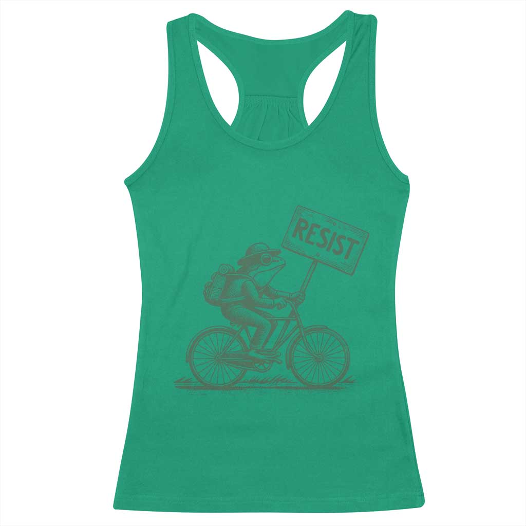 Cycling Protest Frog Racerback Tank Top Resist Free Portland Retro Graphic - Wonder Print Shop
