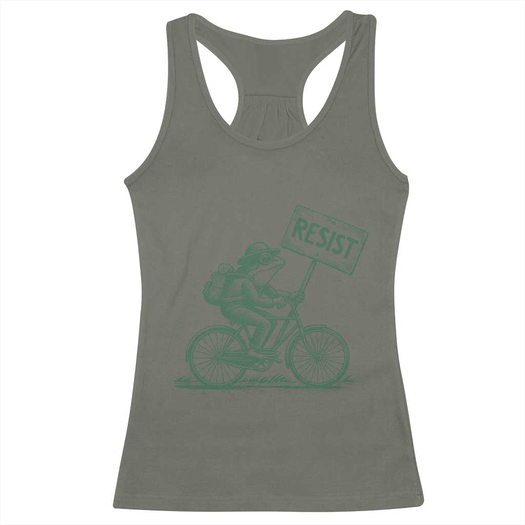 Cycling Protest Frog Racerback Tank Top Resist Free Portland Retro Graphic - Wonder Print Shop